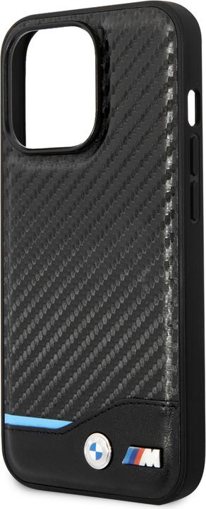Actual product image BMW Case BMHCP14L22NBCK iPhone 14 Pro 6.1" czarny/black Leather Carbon (Apple iPhone 14 Pro)