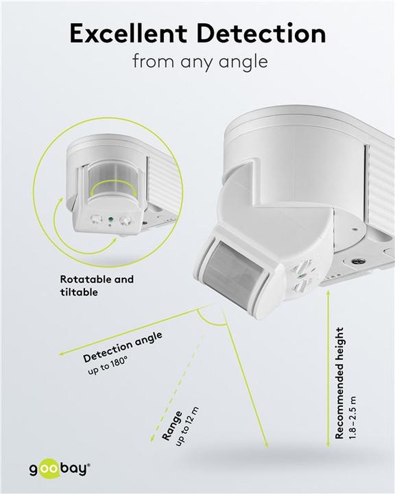 Immagine prodotto Goobay Rilevatore di movimento PIR a superficie 95 (12 m)