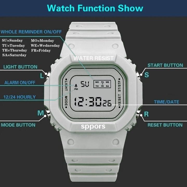 Image du produit Cbx Montre Quadro Sport, montre digitale avec bracelet en silicone Blanc (528 mm)
