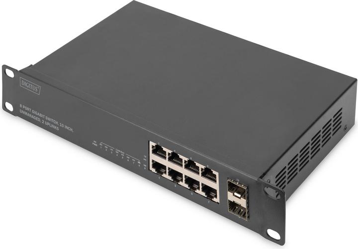 Produktbild Digitus 8-Port Gigabit Switch, 10-Zoll, Unmanaged, 2 Uplinks (8 Ports)