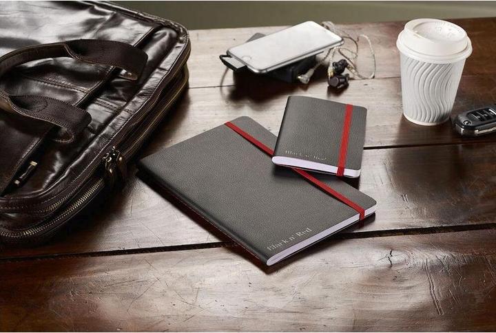 Actual product image Oxford Black n' Red A5 Soft Cover Casebound Business Journal Ruled & Numbered 144 Page Black (A5, Lined, Soft cover)