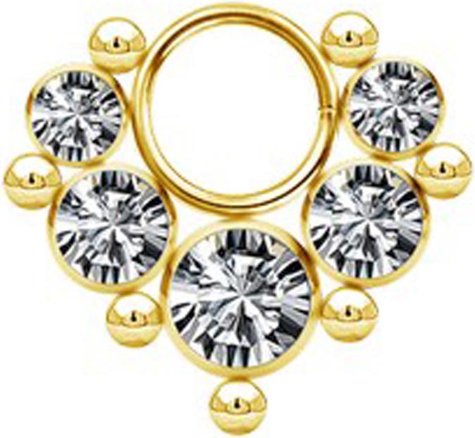 Produktbild Star Piercing Anhänger vergoldet fünf Kristalle silber mit sieben Kugeln (ohne Messing, Chirurgenstahl 316L)