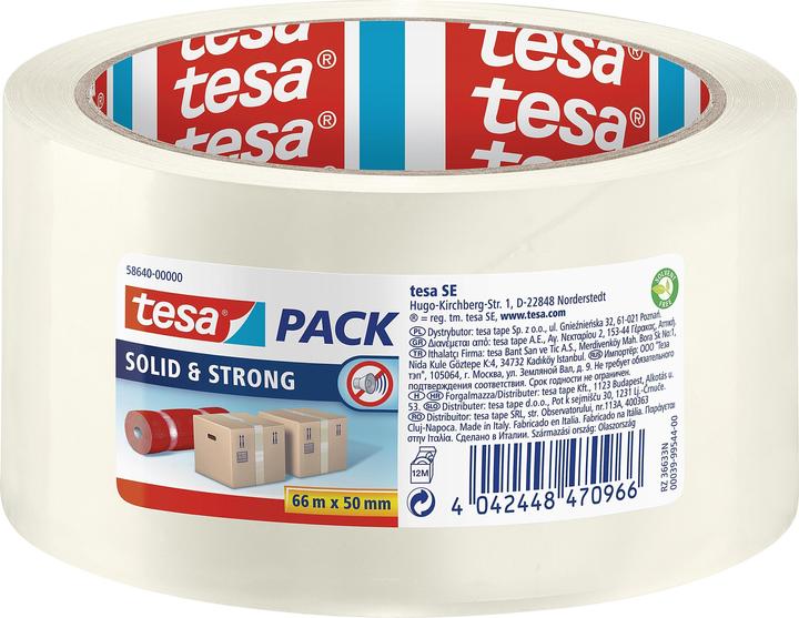 Actual product image tesa tesapack SOLID & STRONG packing tape, quiet unwinding (50 mm)