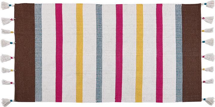 Actual product image Beliani Carpet cotton multicoloured 80 x 150 cm striped pattern short pile HISARLI (150 x 80 cm)