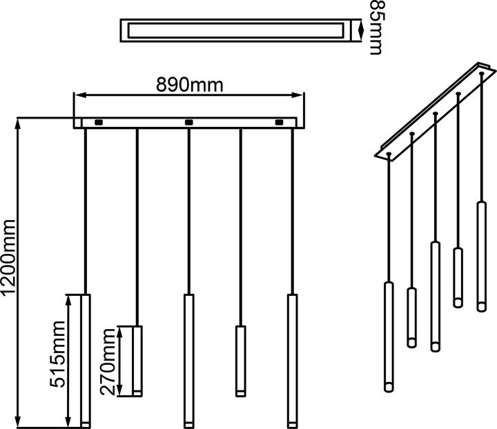 Produktbild Brilliant Cembalo LED 20W PE 5 Pendelleuchte, 5-flammig (2600 lm)