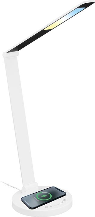 Actual product image Briloner CUMA CCT-LED table lamp, white, incl. inductive charging station (670 lm)
