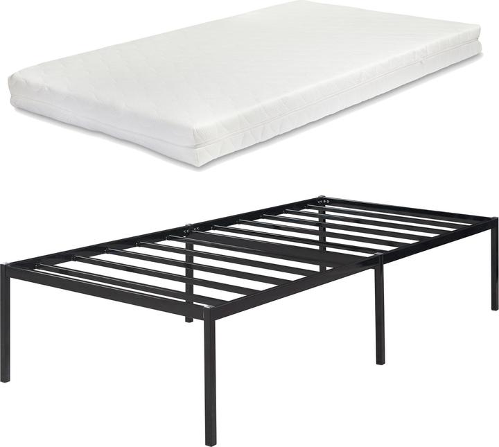 Immagine prodotto En.Casa Letto in metallo Vårdö con materasso 90x200 cm nero (90 x 200 cm)
