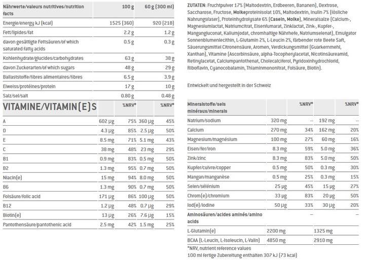 Valori nutrizionali e ingredienti Sponser Recupero (Banana, Fragola, 1 x)