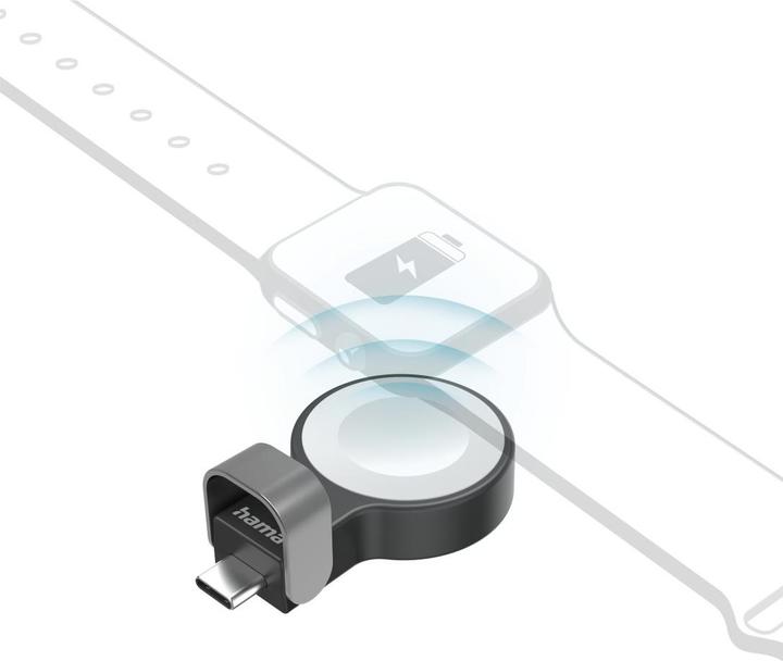 Produktbild Hama Apple Watch Ladegerät f. kabelloses Laden, USB-C-Ladestation magnetisch, SW (5 W)