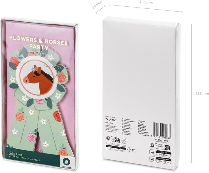 Actual product image Partydeco Invitation card horse 6 pieces (6 pcs.)