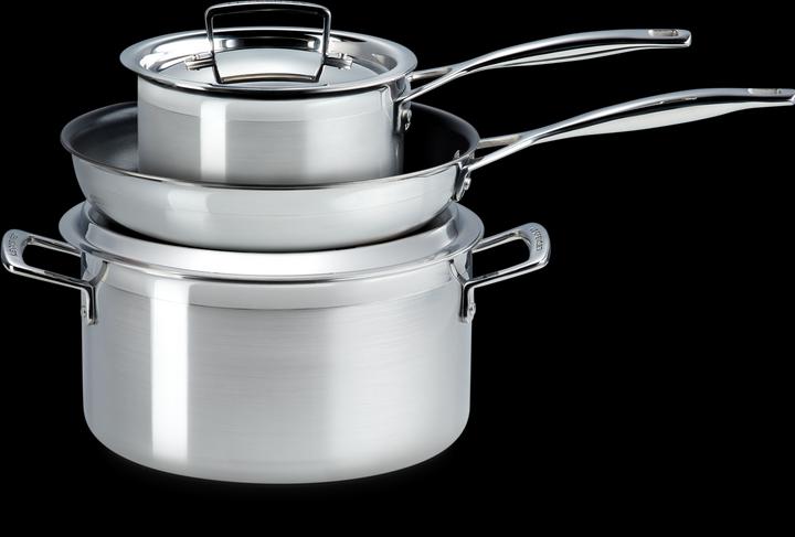 Actual product image Le Creuset 3-PLY 3-PIECE COOKING SET (24 cm, Pan set + pot set, Stainless steel)