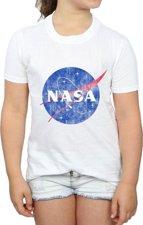 Actual product image Nasa Girls Classic Insignia Logo Distressed Cotton T-Shirt (152, 158)