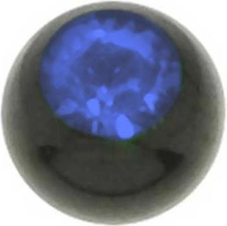 Bijouteria Piercingverschluss (Chirurgenstahl 316L, PVD Beschichtung (schwarz), Premium Kristall)