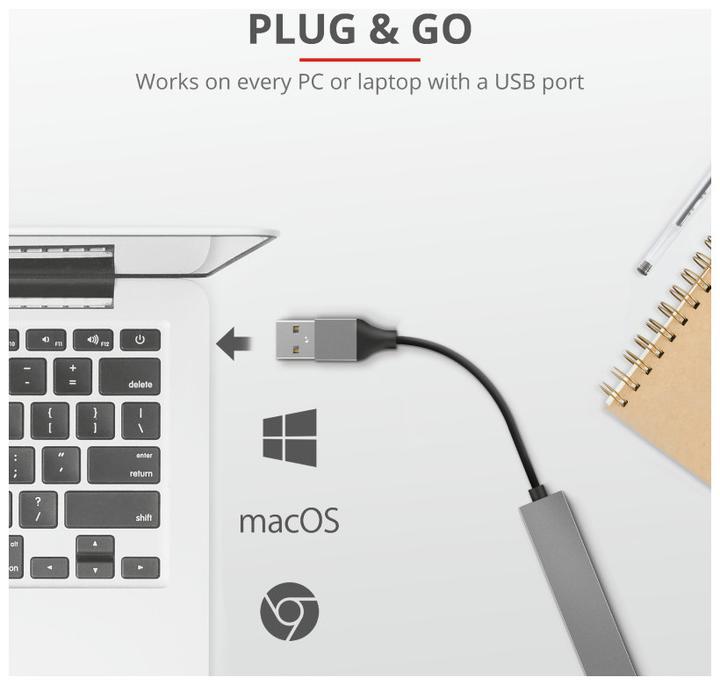 Produktbild Trust I/O-HUB MINI-USB 4PORT/23786 (USB-A, 4 Ports)