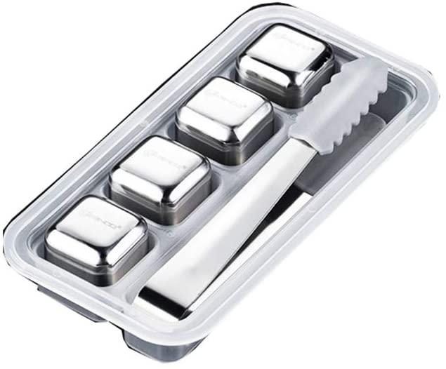 Image du produit PhoneLook Élégant et luxueux ensemble de glaçons polis et chromés Whisky / Cocktails (4 pièces) (Pierres à whisky)