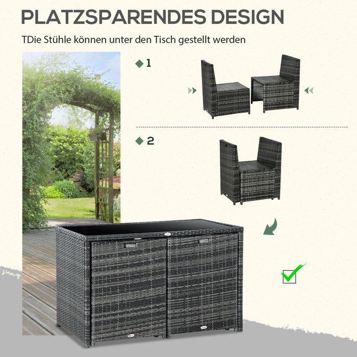 Image du produit Swisshandel24 Meuble de jardin en poly rotin pour 4 personnes, groupe de repas en rotin, ensemble de salon avec