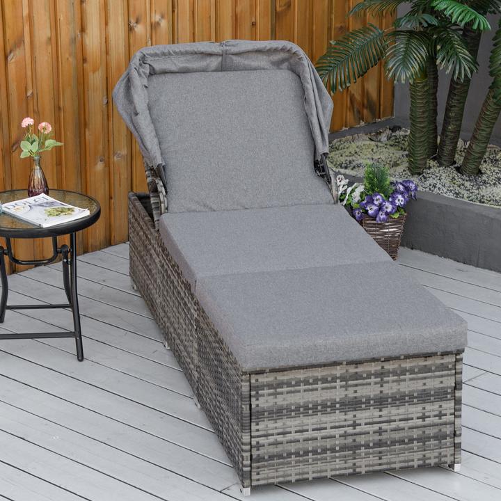 Image du produit Outsunny Transat en rotin avec toit solaire (195 cm)