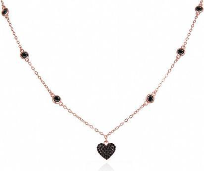 Actual product image Agato Stylish bronze necklace with black zircons AGS1583/47-BK-ROSE