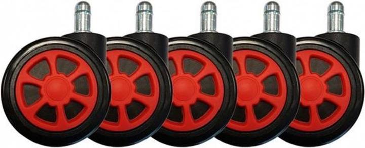 LC-Power Ruote di ricambio Ruote di ricambio per sedie da gioco set da 5 rosso