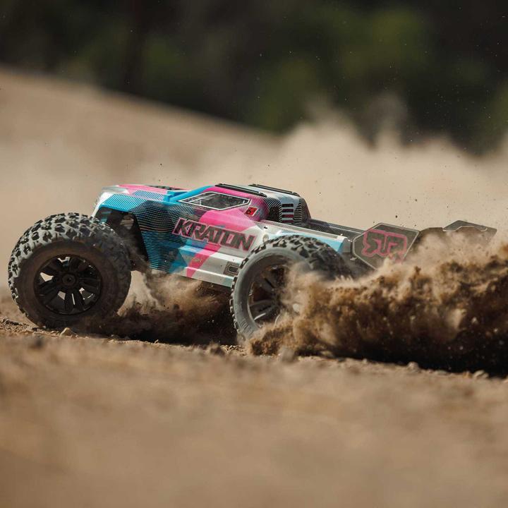 Image du produit Arrma KRATON 6S V6 4X4 1/8 BLX Brushless Speed Monster Truck RTR, Blau/Pink (RTR Prêt à fonctionner)