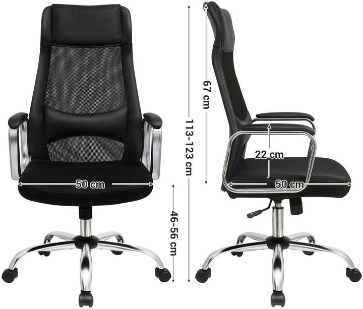 Actual product image Songmics Office chair, OBN33BK faux leather black, chrome frame