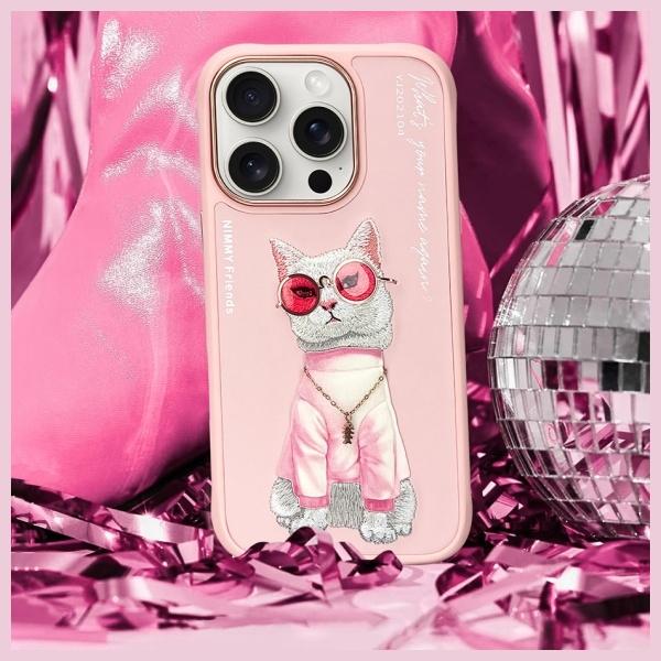 Actual product image Nimmy case iPhone 16 Pro Max 6.9" pink Glasses Cool Cat (Apple iPhone 16 Pro Max)