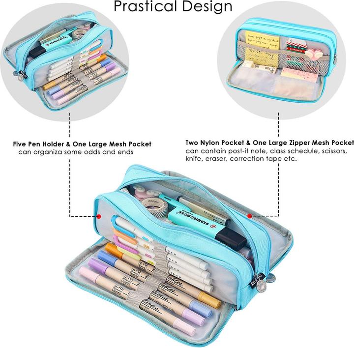 Actual product image Only-Bags.Store Pencil case for school with 3 compartments, large capacity, pencil case, stationery