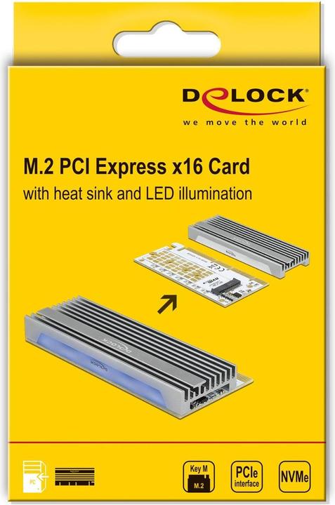 Image du produit Delock Carte PCI Express x16 (x1 / x4 / x8) vers 1 x NVMe M.2 Key M avec éclairage LED