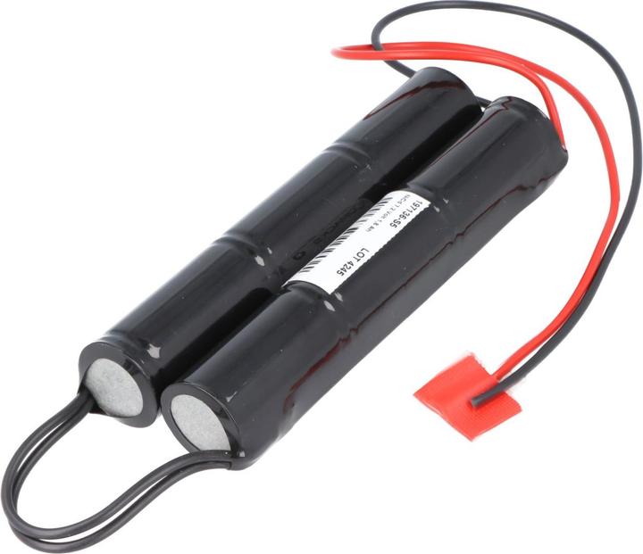 Produktbild AccuCell Akkupack für Not- und Sicherheitsbeleuchtung, 2x3er Stangen mit 10cm Kabelbrücke (1600 mAh, Ladegerät inkl. Akku)