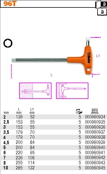 Produktbild BETA 96T MM.8 - Sechskant-Stiftschlüssel mit Griff