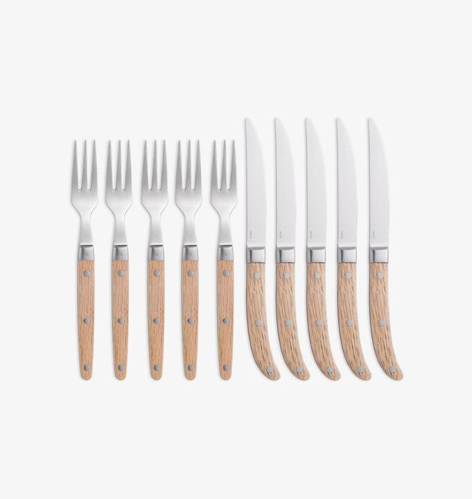 Produktbild WMF Steakbesteck Set Steakmesser 6 Personen Ranch 12tlg Spezialklingenstahl Eichenholz (12 Stück, Besteck Set)