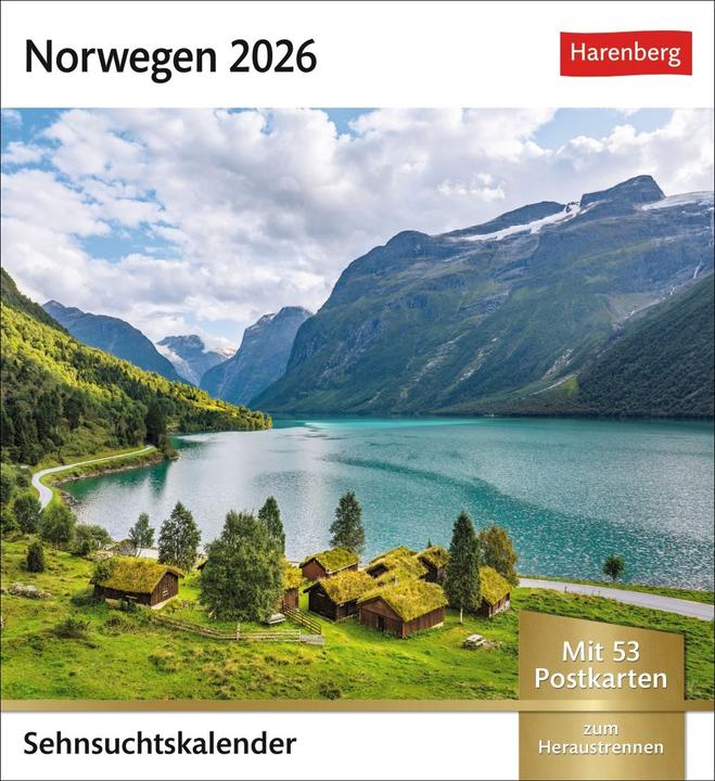 Produktbild Harenberg Norwegen Sehnsuchtskalender 2026 - Wochenkalender mit 53 Postkarten (Deutsch)