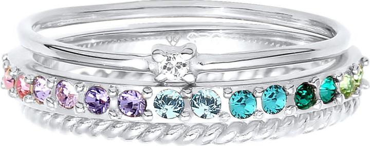 Image du produit Elli anneau de cristal, multi-couleur, set d'anneaux (60, Argent 925)