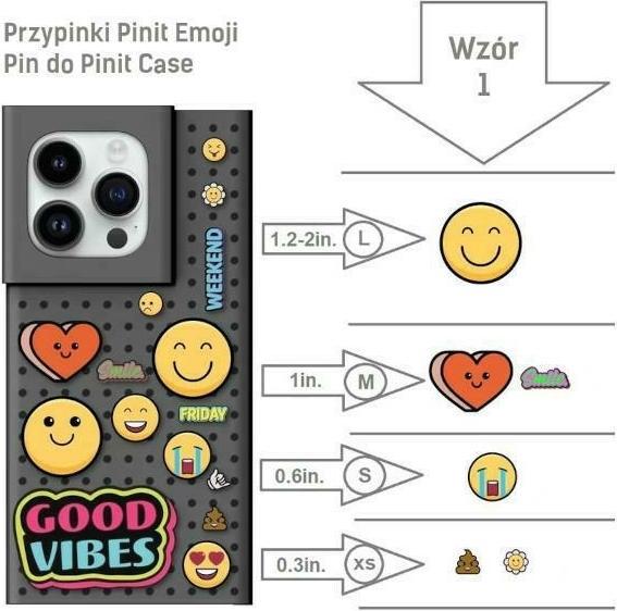 Produktbild Pinifit Zestaw Etui Pinit Dynamic + Emoji Pin iPhone 14 Pro Max 6.7" czarny/black wzór 1 (Apple iPhone 14 Pro Max)