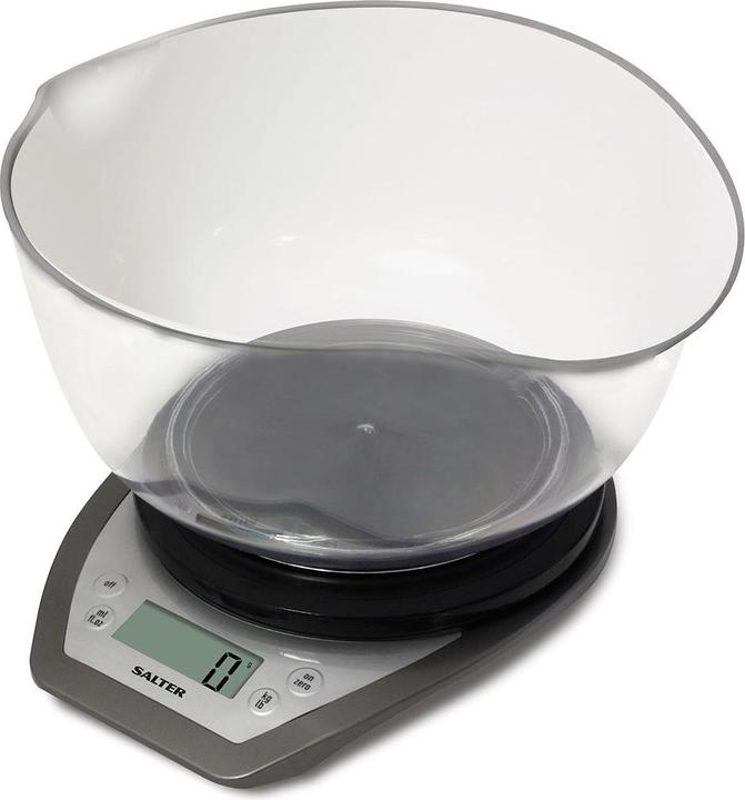 Actual product image Salter 1024 SVDR14 Electronic Kitchen Scales with Dual Pour Mixing Bowl silver