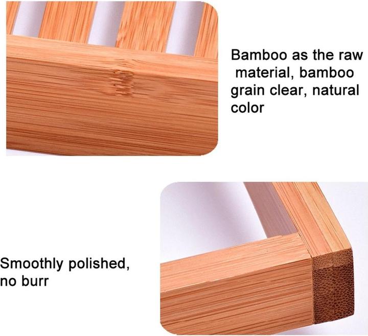 Produktbild König Design 70cm Badewannenablage aus Bambus Badewannenbrett Regal rutschfeste Oberfläche