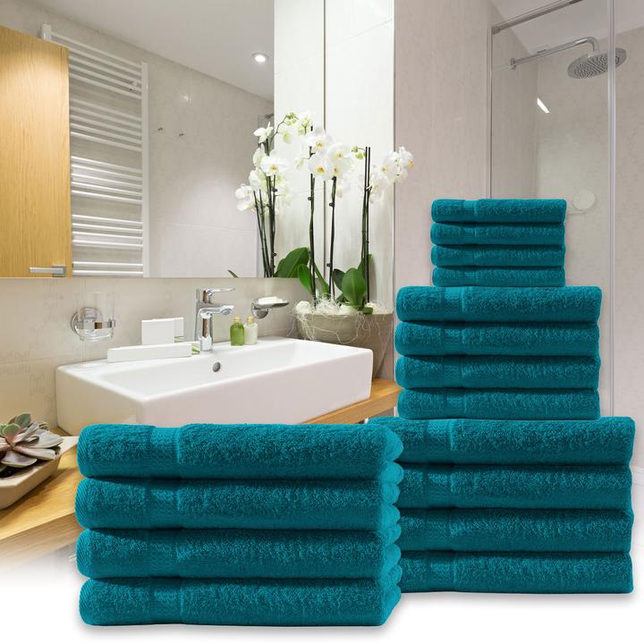 Produktbild Casativo Handtuchset 12-teilig petrol (140 x 70 cm, 100 x 50 cm, 50 x 30 cm)