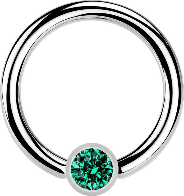 Produktbild Star Piercing Ball Closure Ring silber und Kristall türkis (Chirurgenstahl 316L, ohne Messing)
