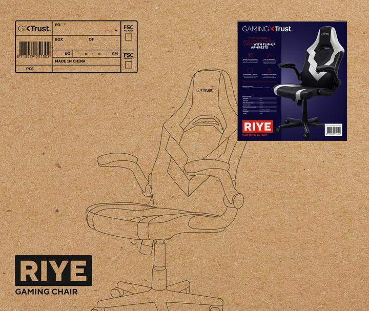 Produktbild Trust GXT 703W Riye Gaming-Stuhl Schwarz/Weiss