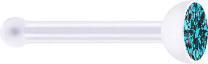 Produktbild Star Piercing Nasenstecker gerade transparent mit Kristall aqua (ohne Messing, Bioflex)