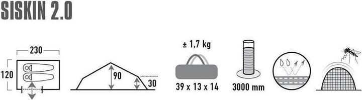 Produktbild High Peak Siskin 2.0 (Tunnelzelt, 1.60 kg, 2 Personen)