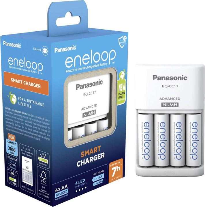 Panasonic Bq-Cc17 (4 Stk., AA, 1900 mAh, Ladegerät inkl. Akku)