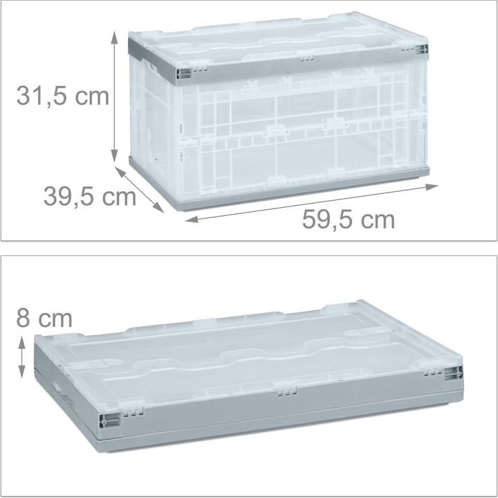 Actual product image Relaxdays Transparent Lidded Folding Box (59.5 x 39.5 x 31.5 cm, 74 l)