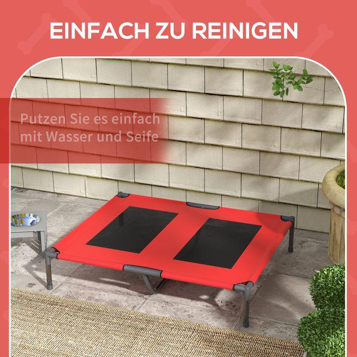 Produktbild Swisshandel24 Hundebett, Hundeliege, robust, erhöht & wetterfest, bis 50 kg, 92x76x18cm, Rot (Hund)