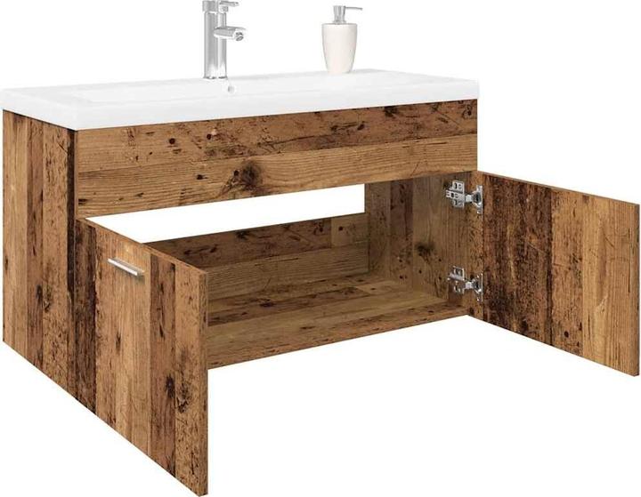 Image du produit VidaXL Meuble sous-vasque avec vasque encastrée imitation vieux bois Salle de bain lavabo