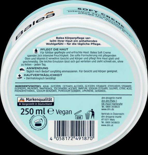 Produktbild dm Balea Soft Creme (Körpercreme, 250 ml)
