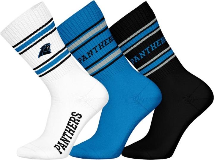 Barefoot Carolina Panthers 3pk Crew Socks 39-42 (39 - 42)