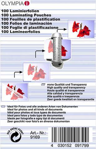 Immagine prodotto Olympia Fogli di laminazione per biglietti da visita (Biglietto da visita, 100 Pezzo/i, 80 µm)