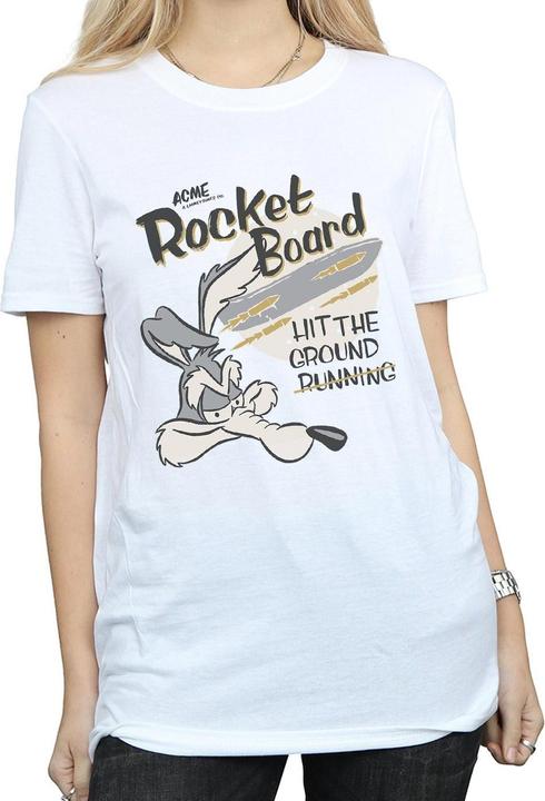 Actual product image Looney Tunes Womens/Ladies Rocket Board Wile E Coyote Cotton Boyfriend T-Shirt (3XL)