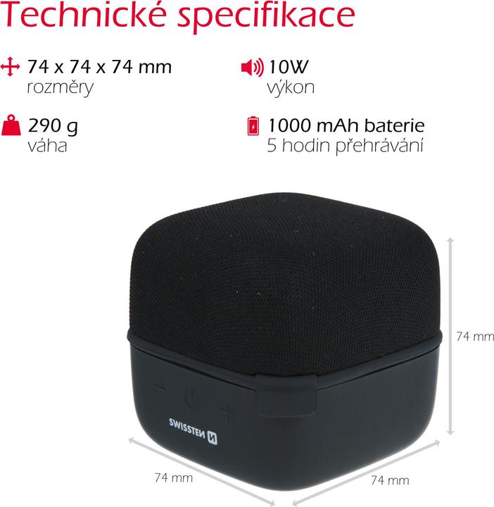 Actual product image Swissten Music Cube Bluetooth Speaker (5 h, Rechargeable battery operated)